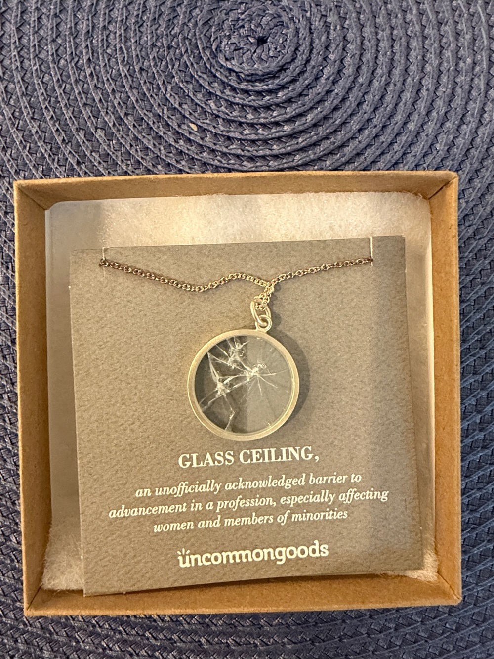 uncommongoods Break the  Glass Ceiling Round Pendant Necklace - Gold